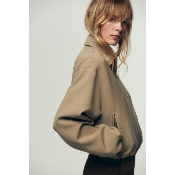 ZARA PUFF-SLEEVE BOMBER JACKET - Picture 5 of 8
